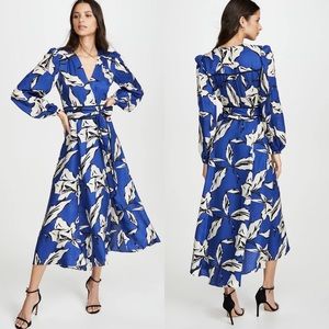 Veronica Beard Mclean Belted Wrap-Effect Printed Silk-Blend Jacquard Midi Dress